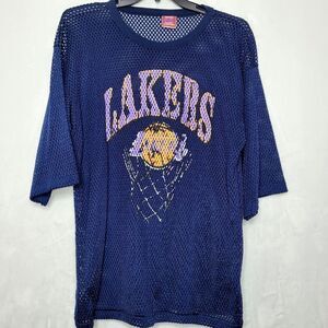 Vintage 70s LA Lakers Mesh Shirt Jersey Size Large